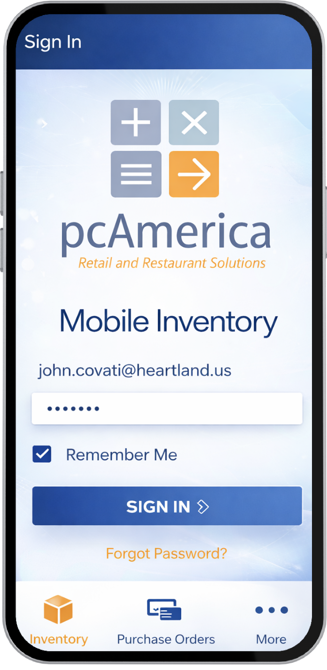 PC America Sign In Screen